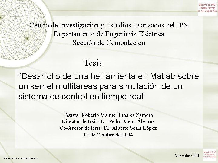 Centro de Investigación y Estudios Evanzados del IPN Departamento de Engeniería Eléctrica Sección de