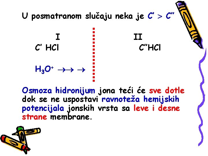 U posmatranom slučaju neka je C’ C” I C’ HCl II C”HCl H 3