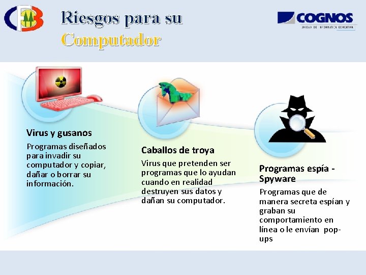 Riesgos para su Computador Virus y gusanos Programas diseñados para invadir su computador y Riesgos para su Computador Virus y gusanos Programas diseñados para invadir su computador y