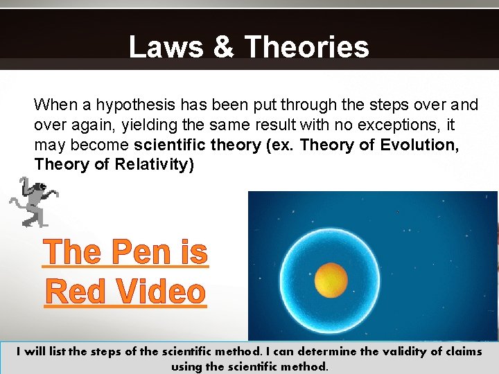 Laws & Theories When a hypothesis has been put through the steps over and