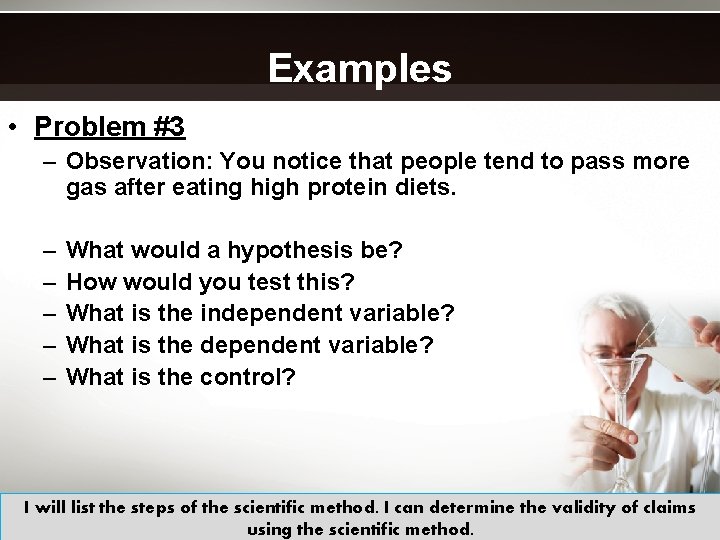 Examples • Problem #3 – Observation: You notice that people tend to pass more