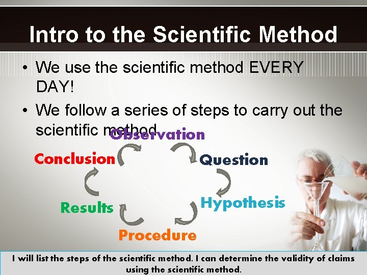 Intro to the Scientific Method • We use the scientific method EVERY DAY! •