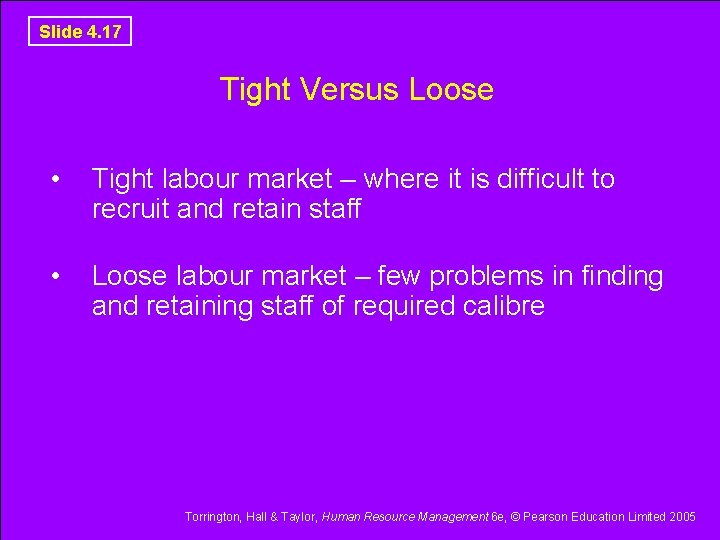 Slide 4. 17 Tight Versus Loose • Tight labour market – where it is