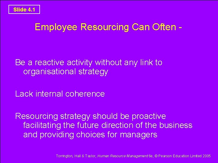 Slide 4. 1 Employee Resourcing Can Often - Be a reactive activity without any