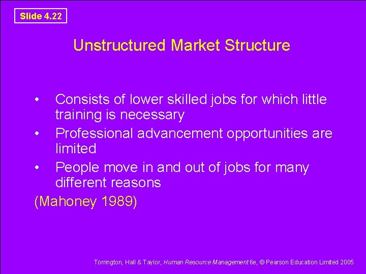 Slide 4. 22 Unstructured Market Structure • Consists of lower skilled jobs for which