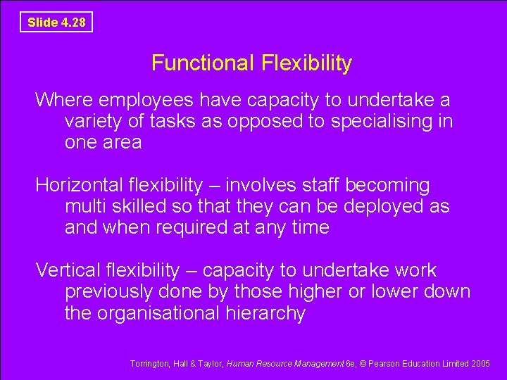 Slide 4. 28 Functional Flexibility Where employees have capacity to undertake a variety of