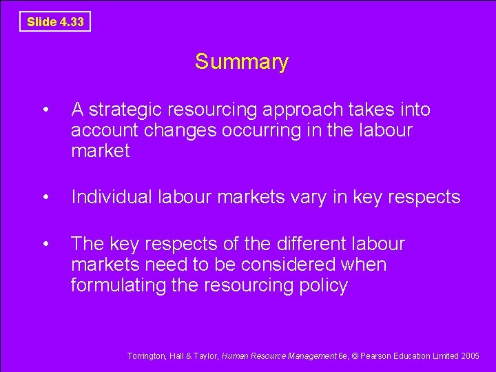 Slide 4. 33 Summary • A strategic resourcing approach takes into account changes occurring