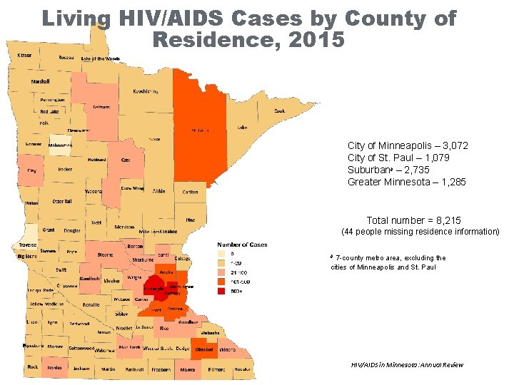 Living HIV/AIDS Cases by County of Residence, 2015 City of Minneapolis – 3, 072