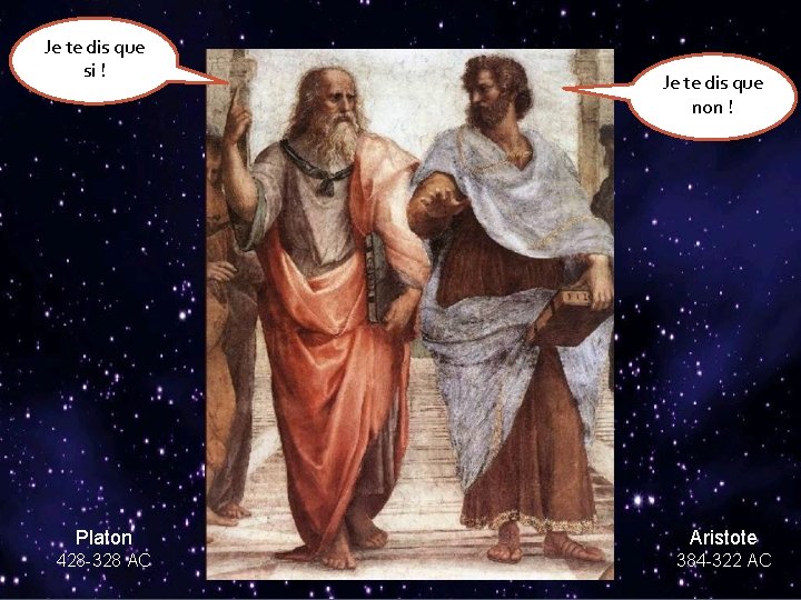 Je te dis que si ! Je te dis que non ! Platon Aristote