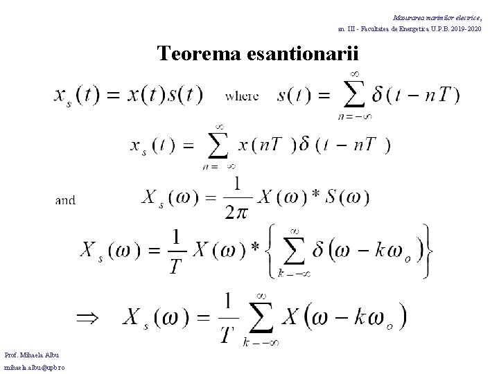 Masurarea marimilor electrice, an III - Facultatea de Energetica U. P. B. 2019 -2020