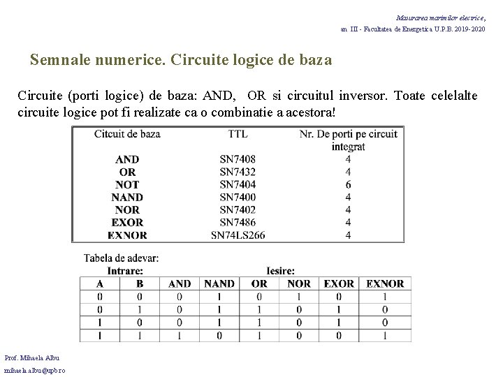 Masurarea marimilor electrice, an III - Facultatea de Energetica U. P. B. 2019 -2020