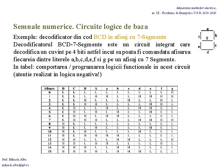 Masurarea marimilor electrice, an III - Facultatea de Energetica U. P. B. 2019 -2020