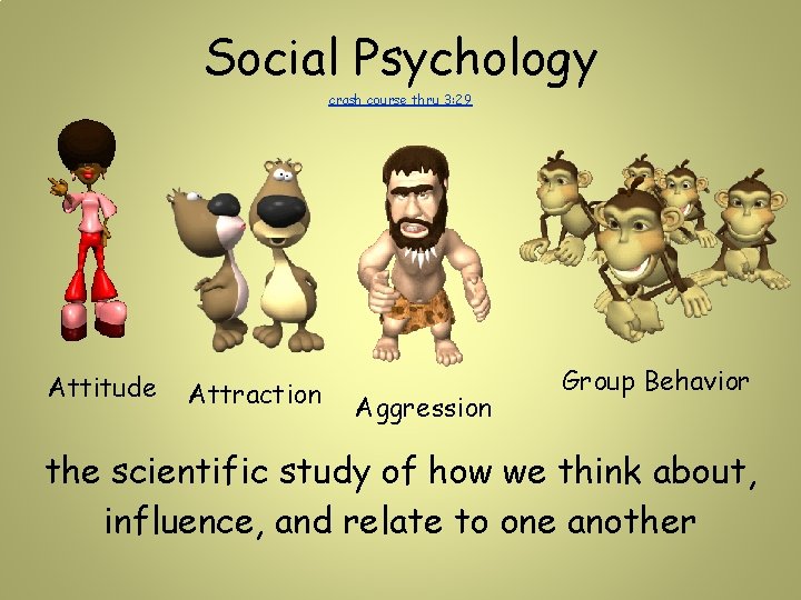 Social Psychology crash course thru 3: 29 Attitude Attraction Aggression Group Behavior the scientific