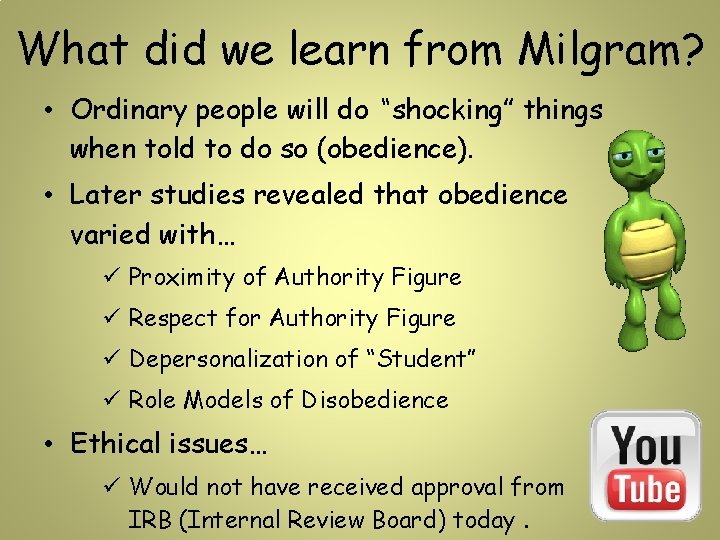 What did we learn from Milgram? • Ordinary people will do “shocking” things when What did we learn from Milgram? • Ordinary people will do “shocking” things when