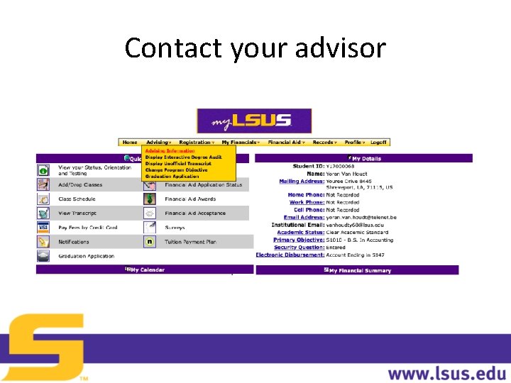 Contact your advisor 