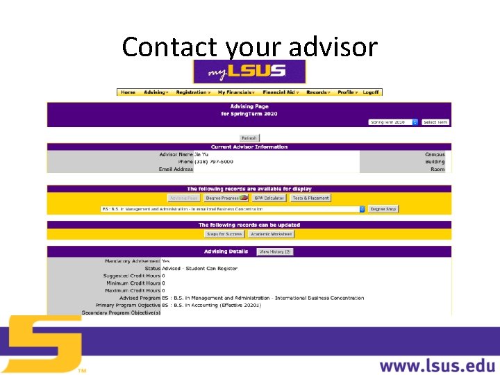 Contact your advisor 