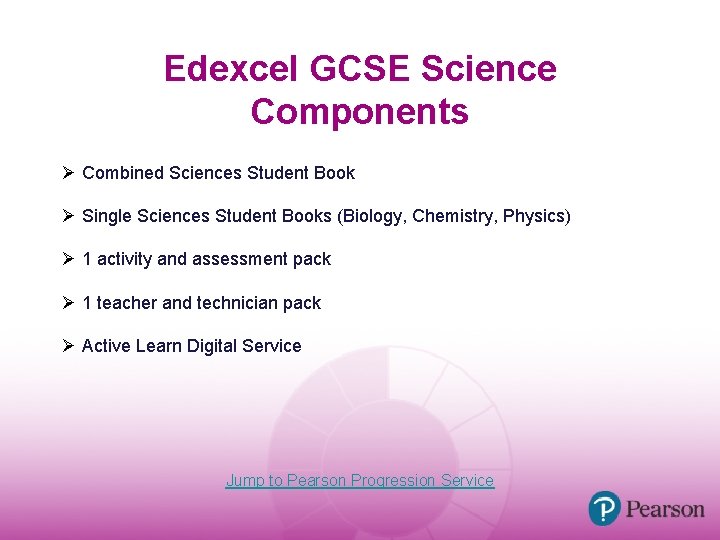 Edexcel GCSE Science Components Ø Combined Sciences Student Book Ø Single Sciences Student Books