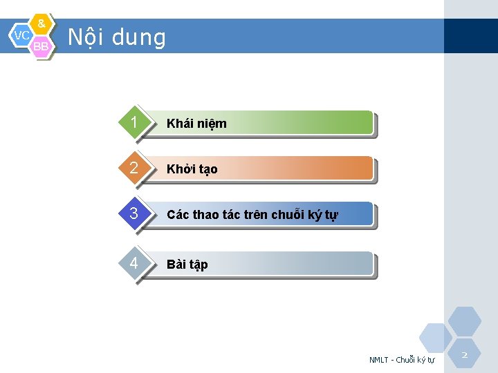 VC & BB Nội dung 1 Khái niệm 2 Khởi tạo 3 Các thao