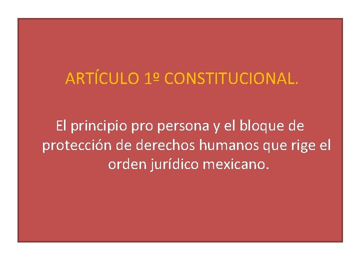 ARTÍCULO 1º CONSTITUCIONAL. El principio pro persona y el bloque de protección de derechos