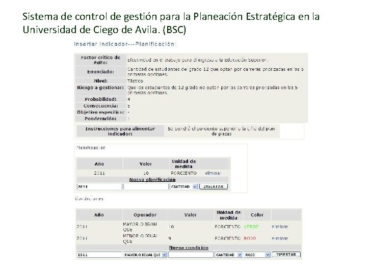 Sistema de control de gestión para la Planeación Estratégica en la Universidad de Ciego