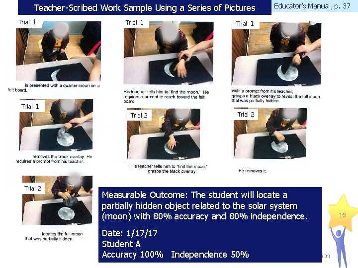 Teacher-Scribed Work Sample Using a Series of Pictures Trial 1 Educator’s Manual, p. 37