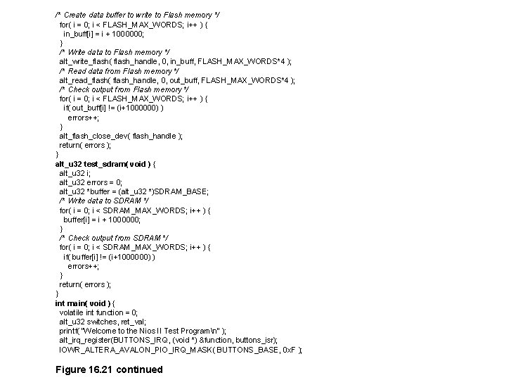 /* Create data buffer to write to Flash memory */ for( i = 0;