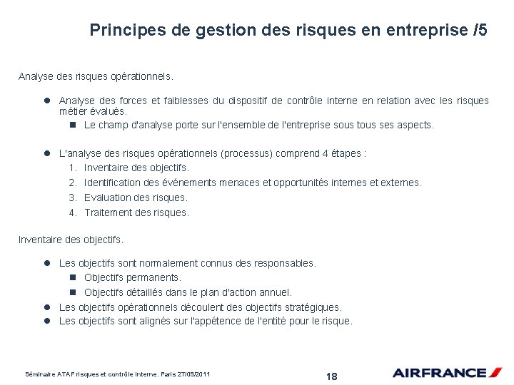 Principes de gestion des risques en entreprise /5 Analyse des risques opérationnels. l Analyse