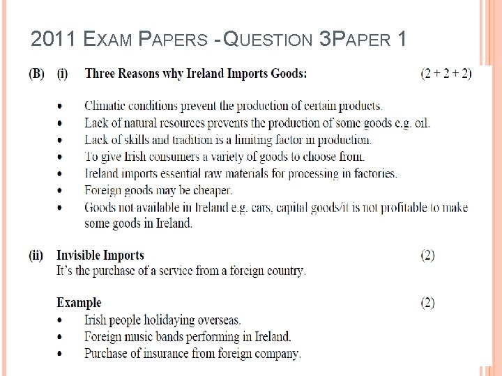 2011 EXAM PAPERS - QUESTION 3 PAPER 1 