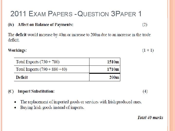 2011 EXAM PAPERS - QUESTION 3 PAPER 1 