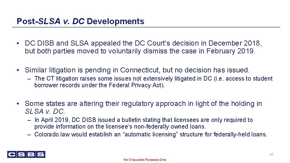 Post-SLSA v. DC Developments • DC DISB and SLSA appealed the DC Court’s decision