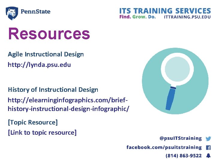 Resources Agile Instructional Design http: //lynda. psu. edu History of Instructional Design http: //elearninginfographics. Resources Agile Instructional Design http: //lynda. psu. edu History of Instructional Design http: //elearninginfographics.
