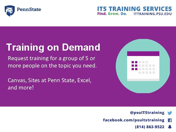 Training on Demand Request training for a group of 5 or more people on Training on Demand Request training for a group of 5 or more people on