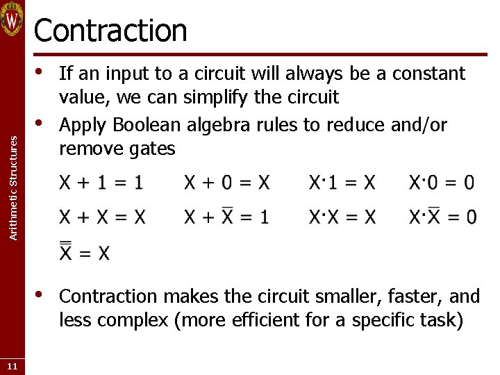 Contraction Arithmetic Structures • • • 11 If an input to a circuit will