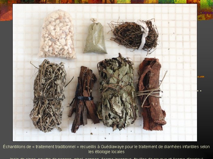 … Échantillons de « traitement traditionnel » recueillis à Guédiawaye pour le traitement de … Échantillons de « traitement traditionnel » recueillis à Guédiawaye pour le traitement de