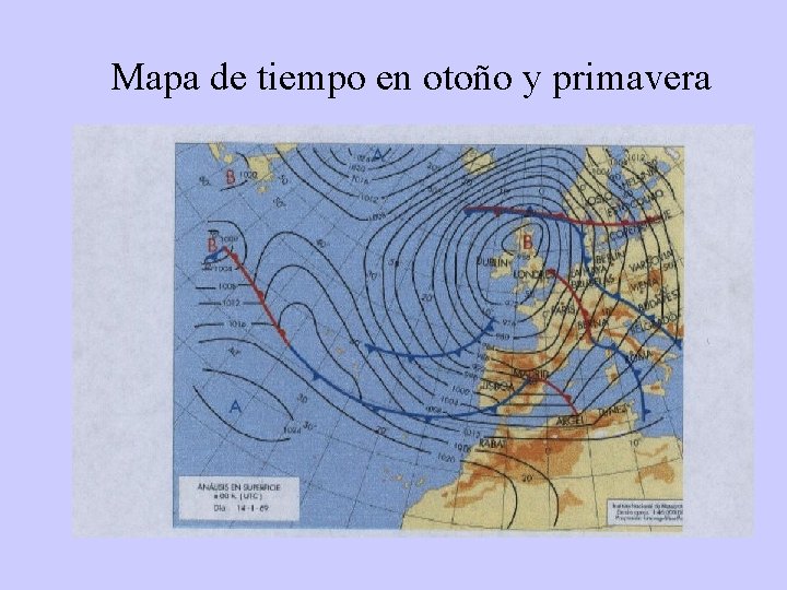 Mapa de tiempo en otoño y primavera 