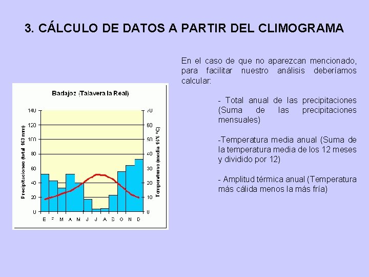 3. CÁLCULO DE DATOS A PARTIR DEL CLIMOGRAMA En el caso de que no