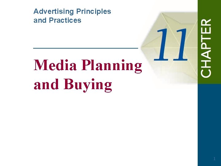 Advertising Principles and Practices Media Planning and Buying 1 