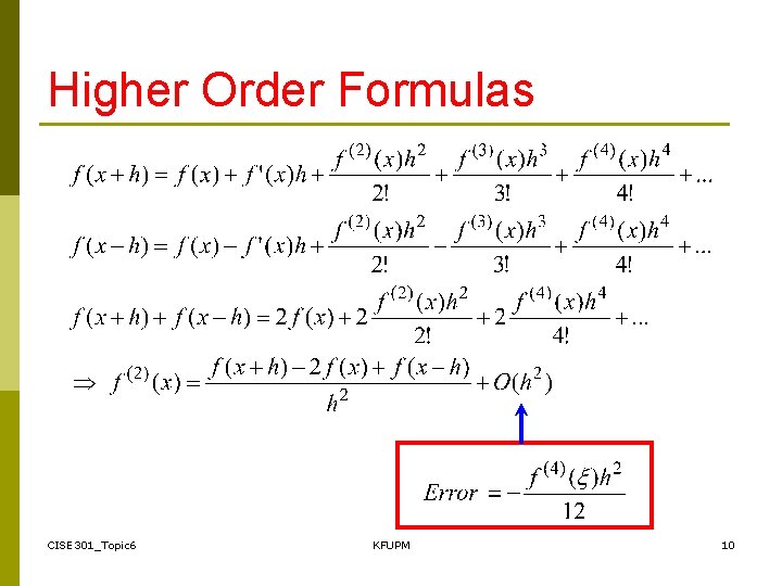 Higher Order Formulas CISE 301_Topic 6 KFUPM 10 