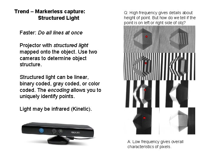 Trend – Markerless capture: Structured Light Q: High frequency gives details about height of Trend – Markerless capture: Structured Light Q: High frequency gives details about height of