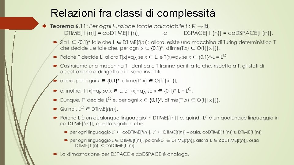 Relazioni fra classi di complessità 