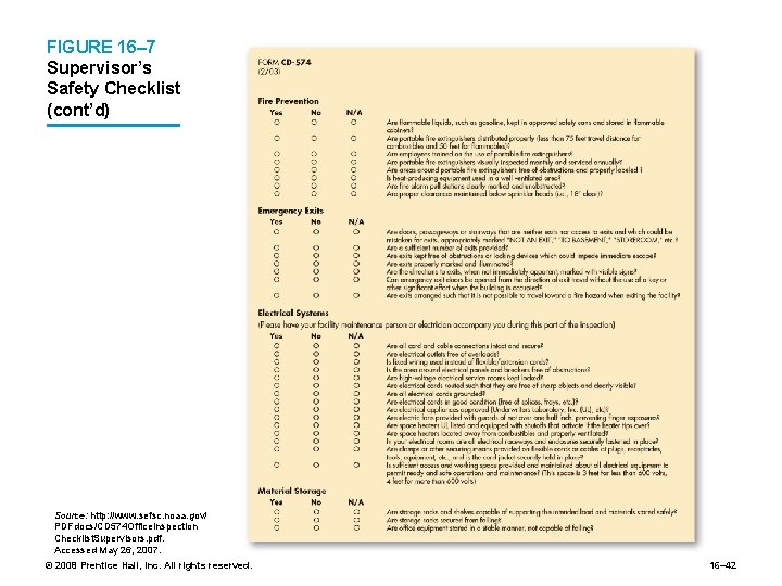 FIGURE 16– 7 Supervisor’s Safety Checklist (cont’d) Source: http: //www. sefsc. noaa. gov/ PDFdocs/CD