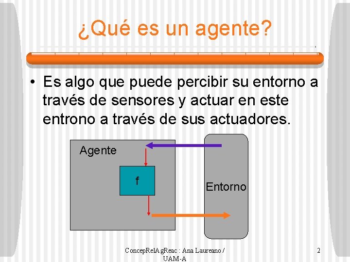 ¿Qué es un agente? • Es algo que puede percibir su entorno a través