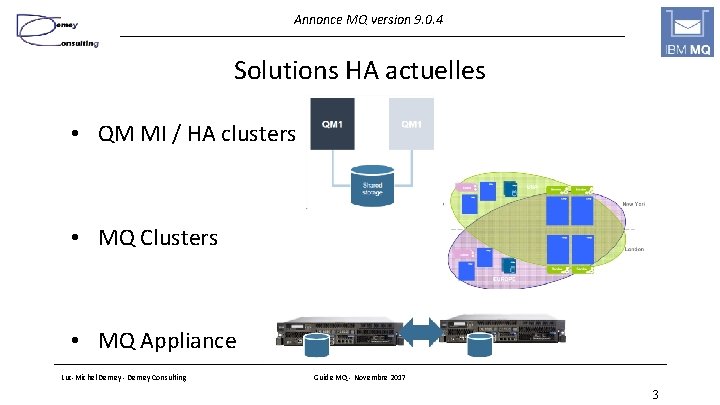 Annonce MQ version 9. 0. 4 Solutions HA actuelles • QM MI / HA