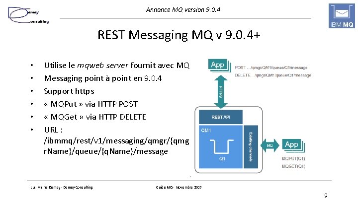 Annonce MQ version 9. 0. 4 REST Messaging MQ v 9. 0. 4+ •