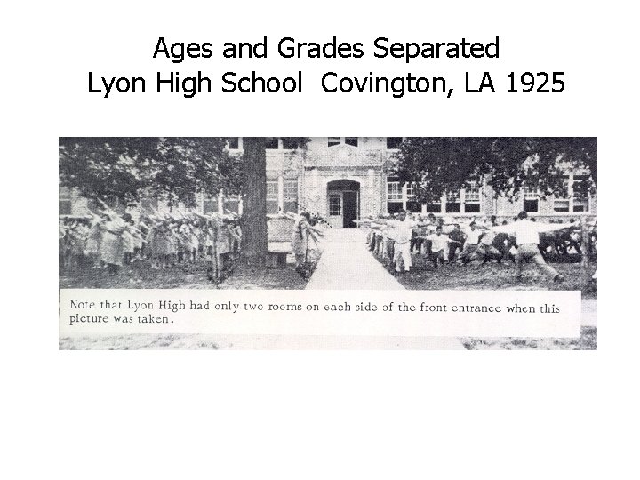 Ages and Grades Separated Lyon High School Covington, LA 1925 