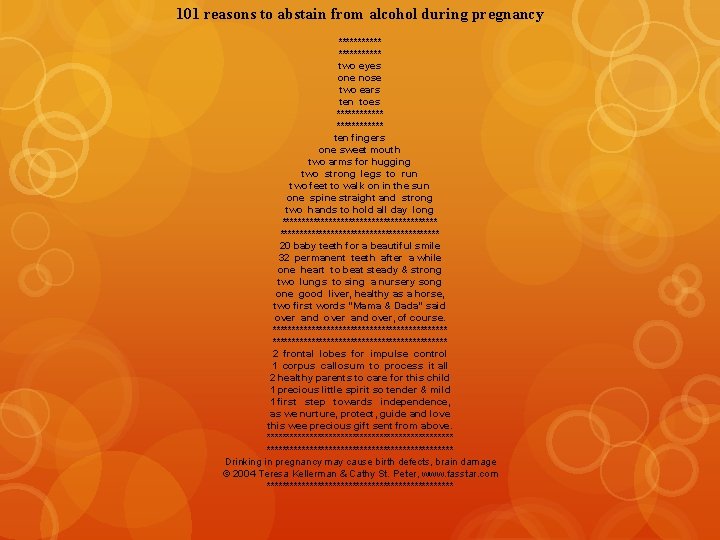101 reasons to abstain from alcohol during pregnancy *********** two eyes one nose two 101 reasons to abstain from alcohol during pregnancy *********** two eyes one nose two
