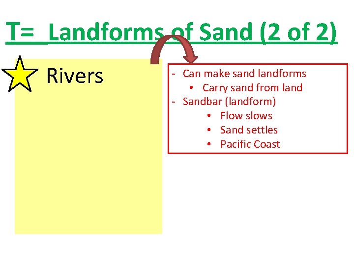 T= Landforms of Sand (2 of 2) • Rivers - Can make sand landforms