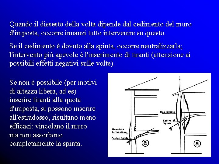 Quando il dissesto della volta dipende dal cedimento del muro d'imposta, occorre innanzi tutto