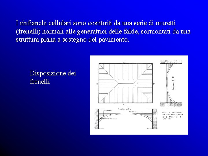 I rinfianchi cellulari sono costituiti da una serie di muretti (frenelli) normali alle generatrici