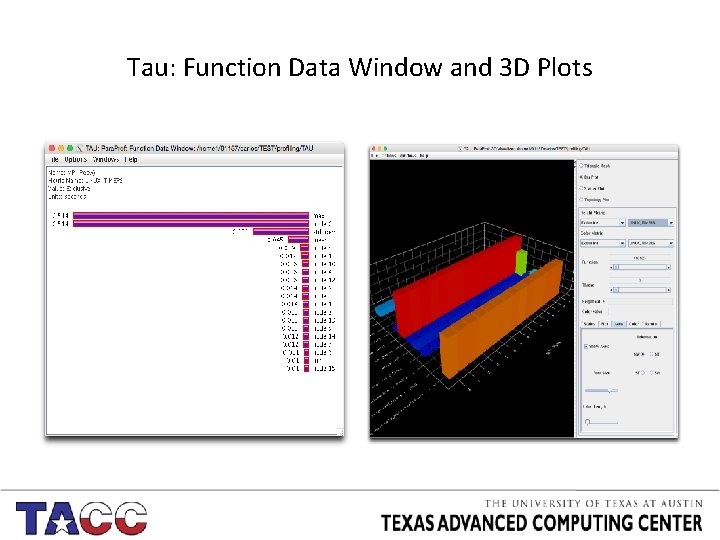 Tau: Function Data Window and 3 D Plots 
